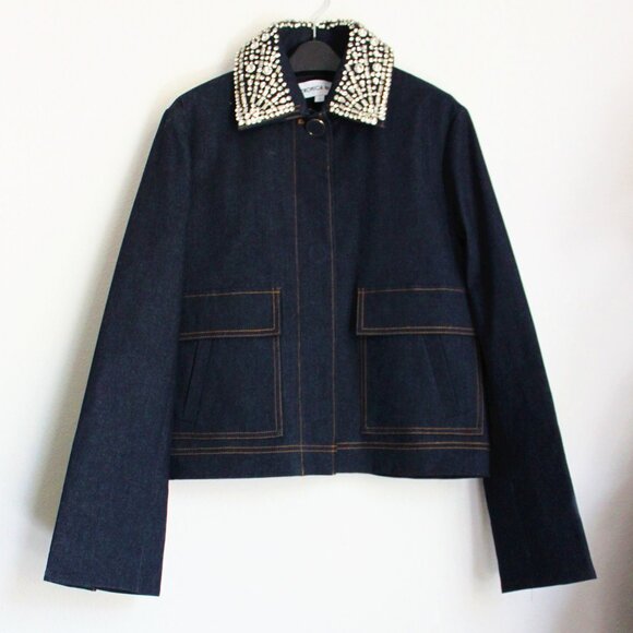 NEW AUTH VERONICA BEARD Barrington Denim Embellished Jacket Multi size